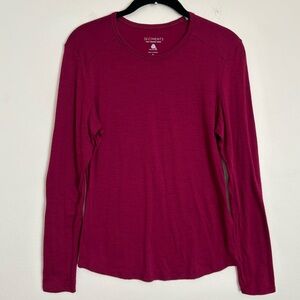 Seg’ments 100% Pure New Merino Wool Sweater Top Dark Red Thermal Layering Sz S